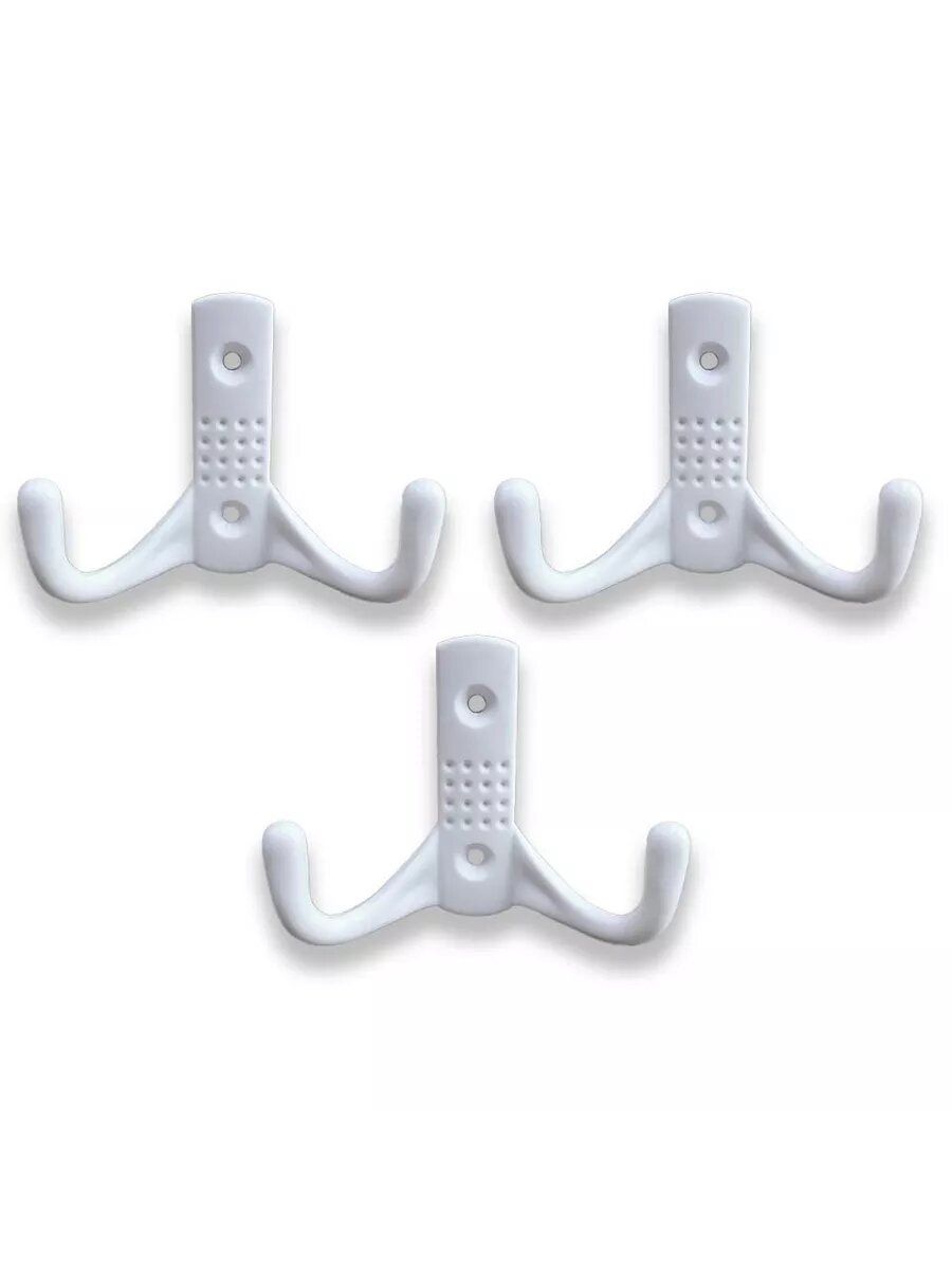 Крючок-вешалка мебельный № 77 белый пластик (3 шт.)