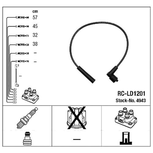 NGK RCLD1201 комплект высоковольтных проводов 4943