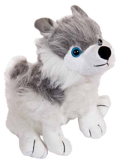 Мягкая игрушка ABtoys Собака серая с белым, 18 см (M3001)