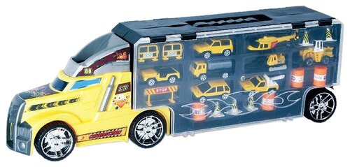 Набор техники Junfa toys из девяти моделей (LA-015A) 1:18, 56 см, желтый/серый