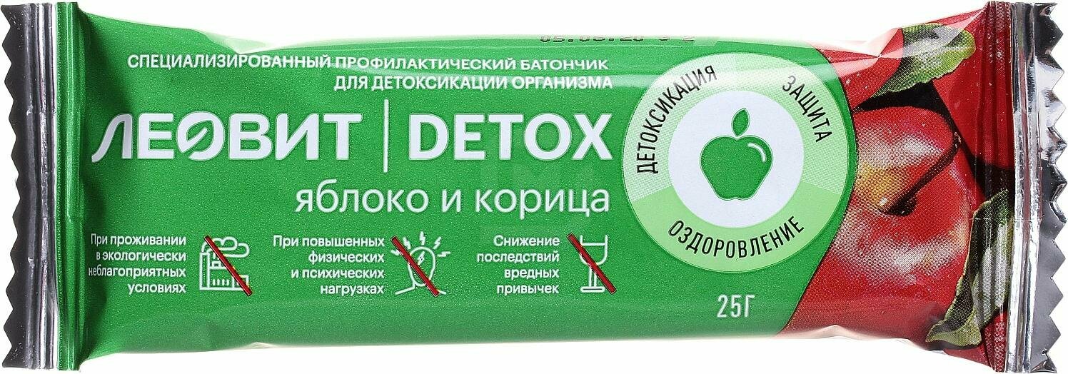 Леовит батончик детоксикационный с яблоком и корицей Detox 25г №1 Леовит нутрио ООО - фото №4