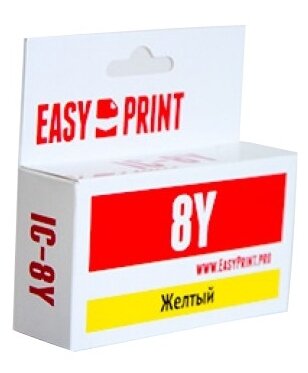 Картридж EasyPrint IC-CLI8Y для Canon PIXMA iP4200//5200/Pro9000/MP500/600, желтый, с чипом