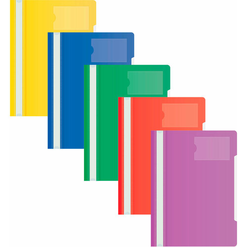 Набор из 20 штук Папка-скоросшиватель Бюрократ -PS-V20/1 A4 прозрачный верхний лист карман для визиток пластик ассорти 0.12/0.16
