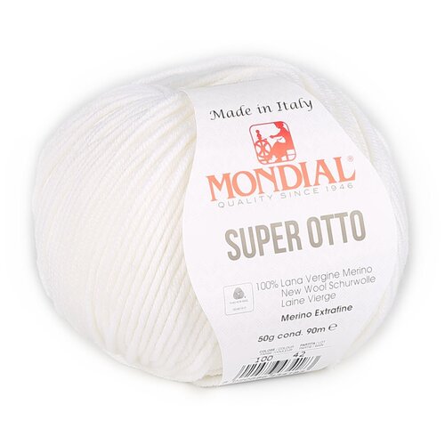 Пряжа Super Otto Mondial - 1 моток 90 м 50 гр цвет 100 465₽