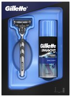 Набор Gillette гель для бритья Mach 3 Complete defense, бритва Mach 3 сменные лезвия: 1 шт.