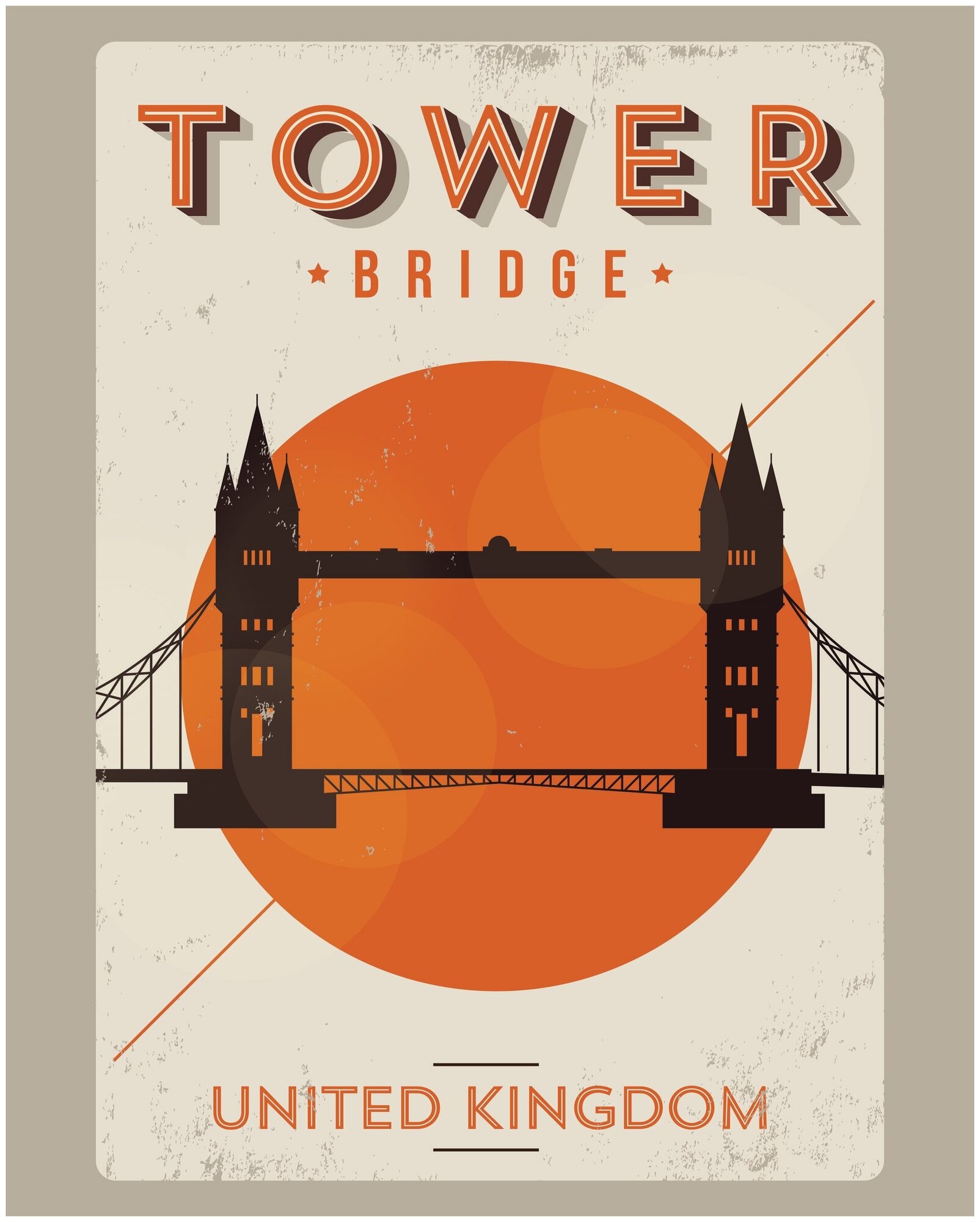 Постер / Плакат / Картина Tower Bridge 40х50 см в подарочном тубусе