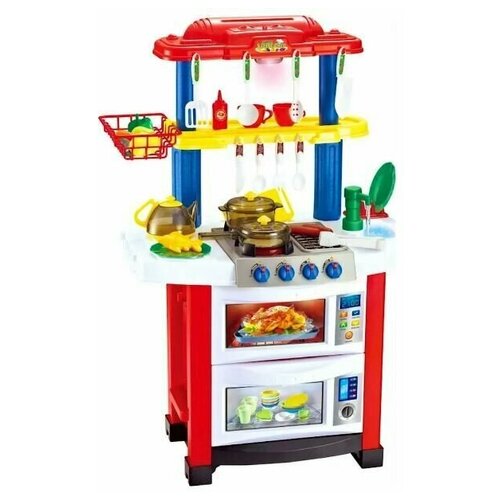 Кухня детская яркая, пластиковая, разноцветная развивающая игрушка со светом, звуком (33 элемента)