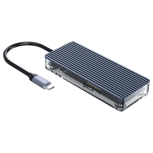 USB-концентратор ORICO WB-7P, разъемов: 4, серый док станция j5create usb c с поддержкой трёх дисплеев интерфейс usb c