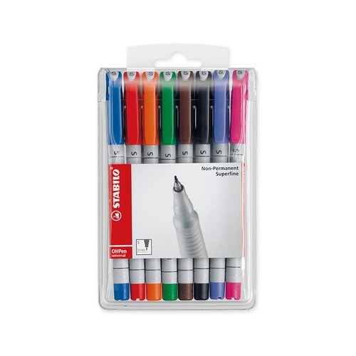 STABILO Набор маркерных ручек OHPen UNIVERSAL, 8 шт. (851/8), 8 шт. маркер ручка перманентный 1мм stabilo ohpen universal 8 цветов