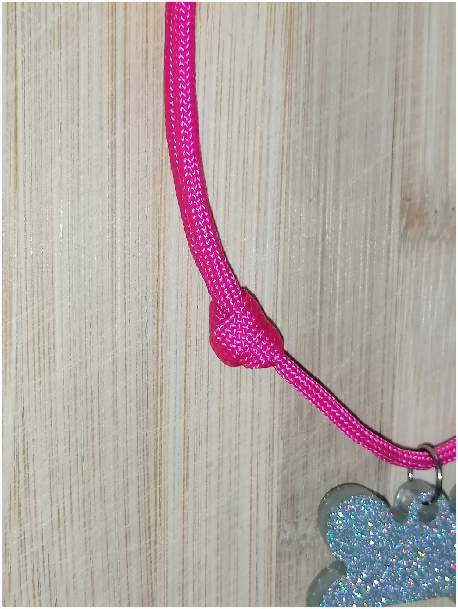 Шнурок для адресника, розовый, размер L - 40-60 см - фотография № 6