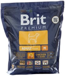 Сухой корм для собак Brit Premium, курица 1 кг (для средних пород)
