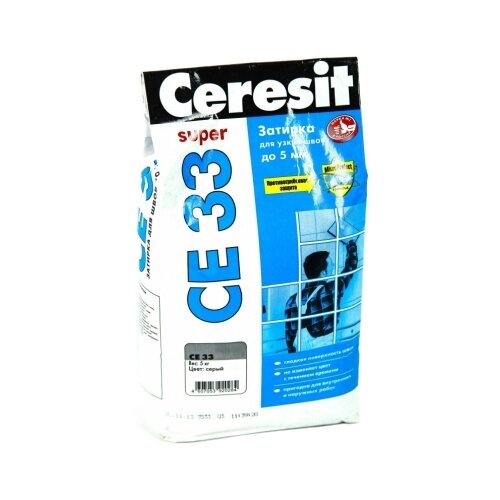 Затирка Ceresit CE 33 Super, 5 кг, серый 07 затирка ceresit ce 33 super 2 кг серый 07