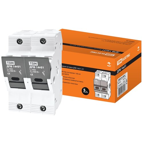 Устройства защиты на основе предохранителей TDM Держатель плавких вставок ДПВ 14х51 2П TDM SQ0216-0005 1299₽