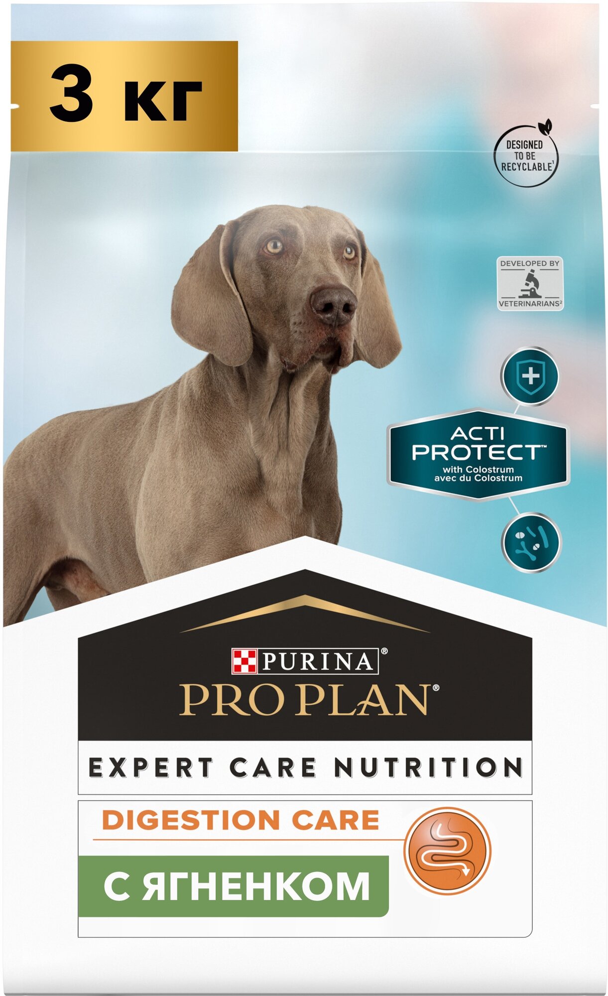 Сухой корм PRO PLAN ACTI PROTECT, для взрослых собак с чувствительным пищеварением, с высоким содержанием ягненка, 3 кг
