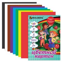 Цветной картон Веселые человечки BRAUBERG, A3, 8 л., 8 цв.