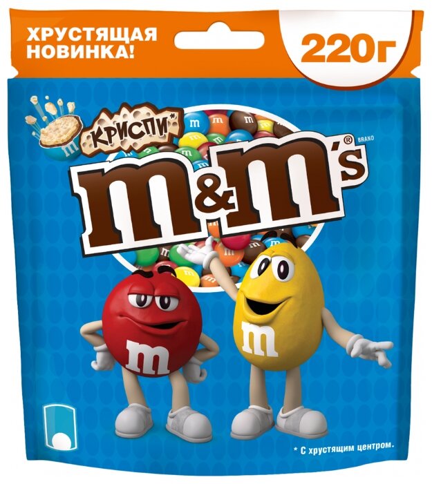 Драже M&M's Crispy в шоколадной глазури, в блоке