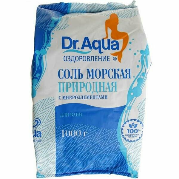 Соль д/ванн Dr Aqua морская 1000 г природная (пакет)
