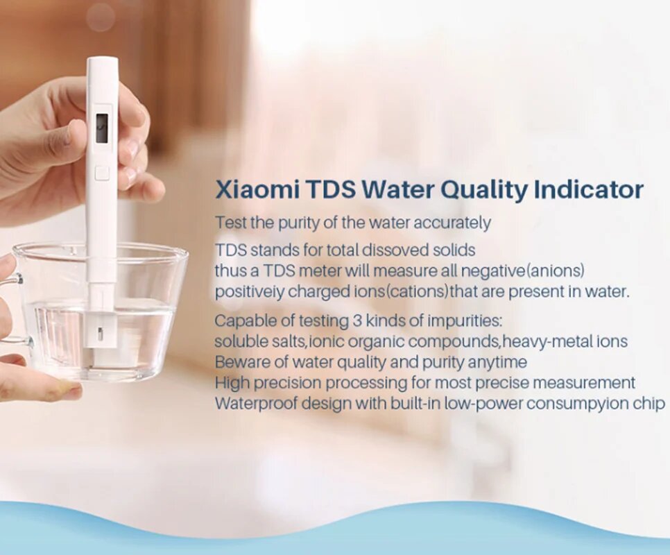 Работа тестера TDS в приложении Mi Home с графиком изменений качества воды