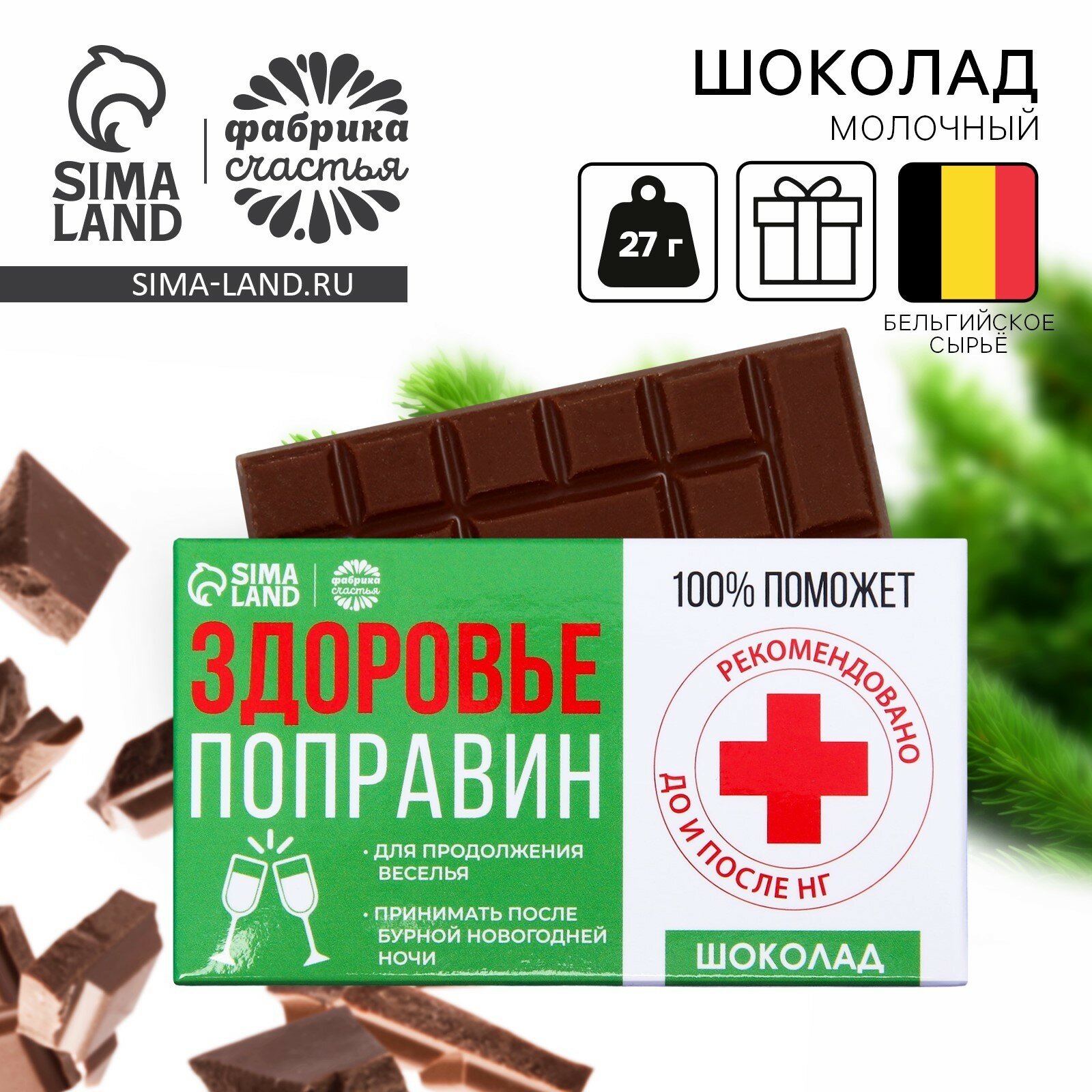 Шоколад молочный «Здоровье поправин», 27 г, в подарочной упаковке, на подарок