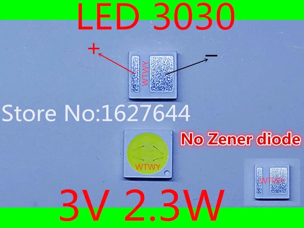 JUFEI LED 3030 2.3Вт Холодное Белое, 50 PCS
