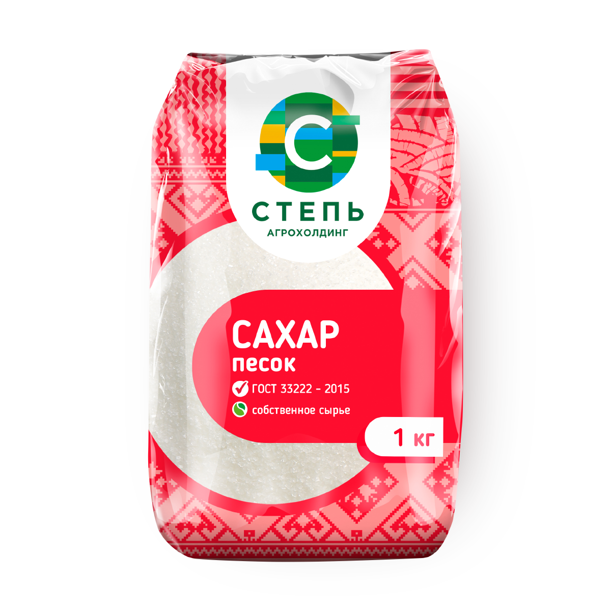Сахар Агрохолдинг Степь, гранулированный, белый, пакет, 1 кг