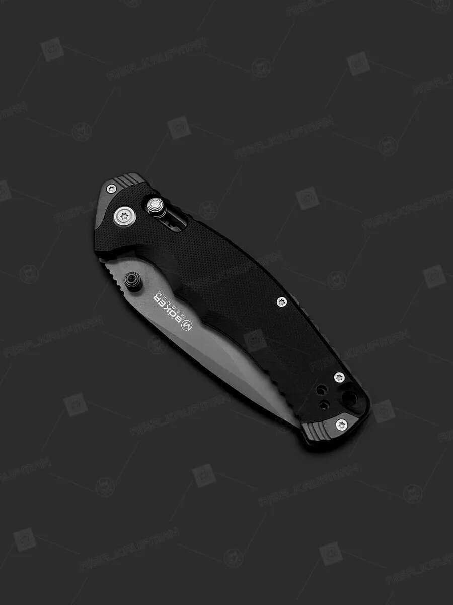 Складной нож Boker Magnum, туристический, тактический, замок Axis-Lock, рукоять G-10, сталь 8Cr13MoV, черный, edc — фото 1