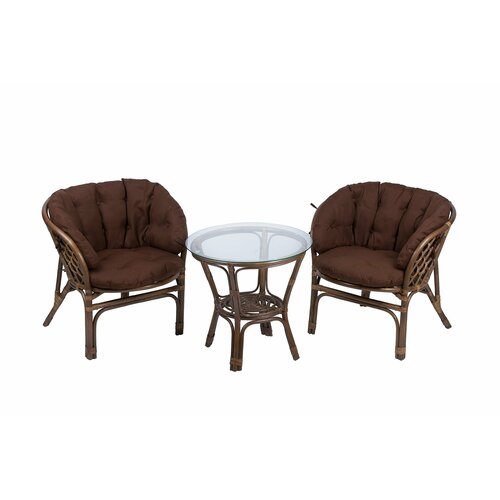 Комплект из натурального ротанга Багама с кофейными большими подушками, цвет орех матовый