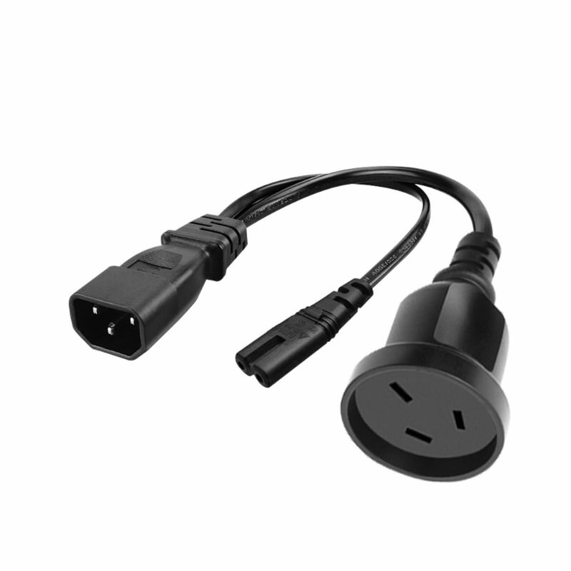 Разветвитель питания от C14 до C7 + AU Y, один адаптерный кабель IEC 320 папа-мама