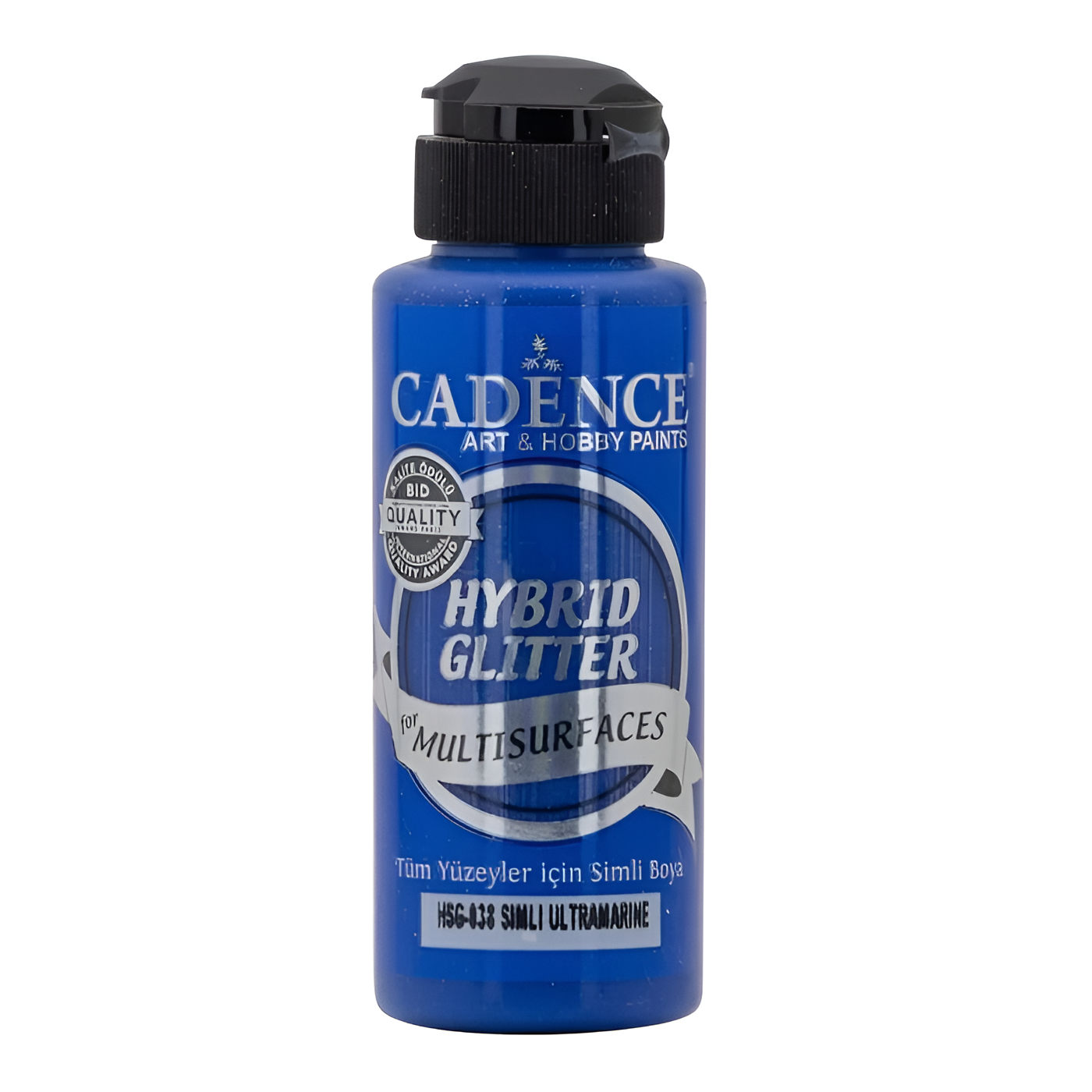 Акриловая краска Cadence Hybrid Glitter Acrylic Paint, 120 ml. Ultramarine Blue HSG-038 с серебристыми блестками