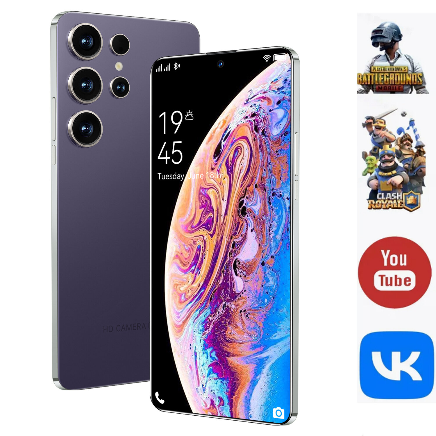Смартфон S25 Ultra, 6.8", Android 10, 16GB/512GB, металлический корпус, фиолетовый