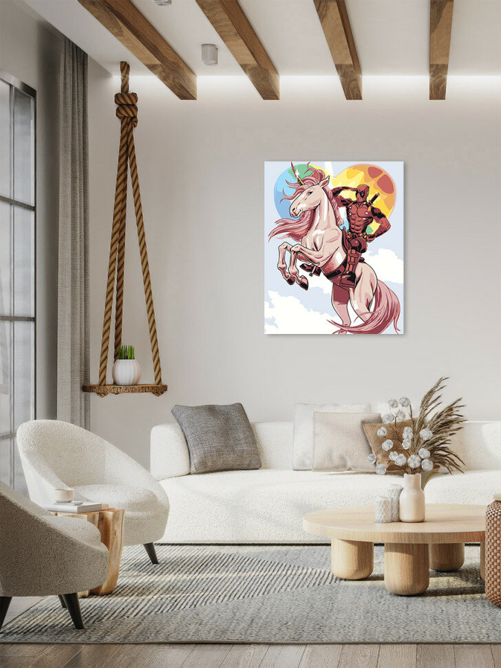 Картина по номерам "Дэдпул на единороге" — фото 1