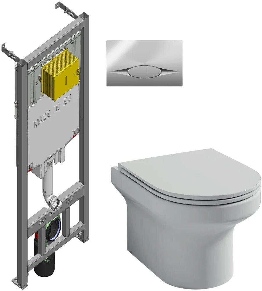 Комплект 2 в 1 Унитаз подвесной Jacob Delafon Elite EDX114RU-00 / Инсталляция с кнопкой E21822-CP цвет хром