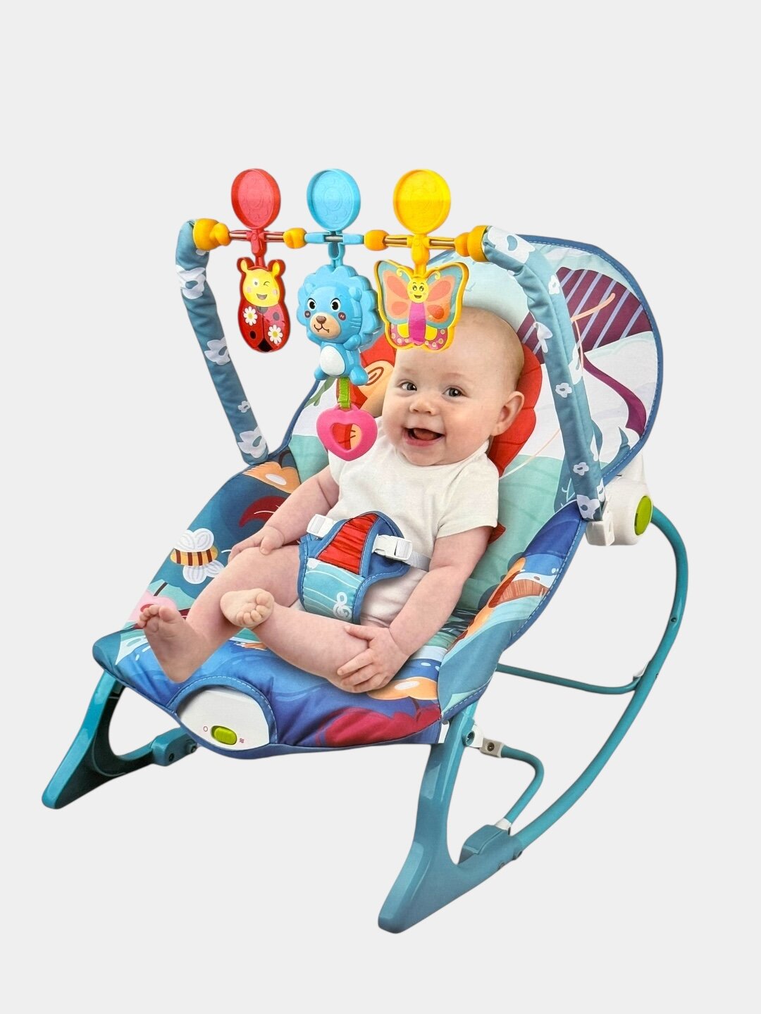 Шезлонг-люлька Rocker с вибрацией и игрушками, для новорожденных и детей до 12 мес Код. 28147