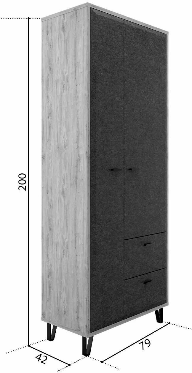 БРВ-Мебель Шкаф платяной двухстворчатый шириной 79 см Грейс SZF2D2S - фотография № 2