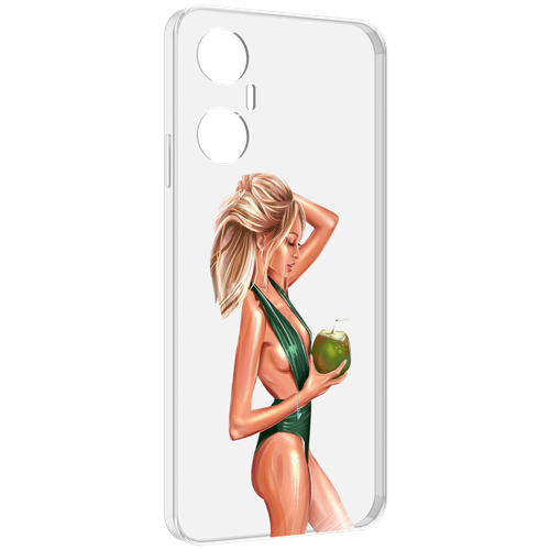Чехол MyPads девушка-с-кокосом-в-зеленом-купальнике женский для Infinix Hot 20 5G задняя-панель-накладка-бампер чехол mypads девушка с кокосом в зеленом купальнике женский для iphone 14 plus 6 7 задняя панель накладка бампер