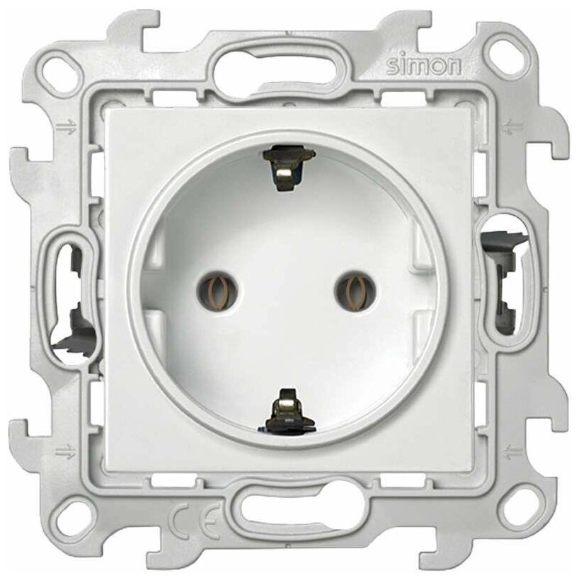 Розетка 1-м СП Simon 24 16А IP20 2P+E Push&Go без защ. шторок механизм бел. Simon 2420434-030