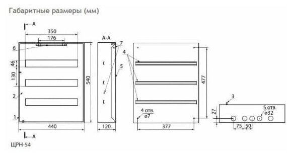 Щит ЩРН 54 540х440х120 IP31 TDM - фотография № 3