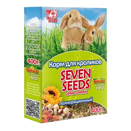 Корм для кроликов Seven Seeds полнорационный , 400 г корм для кроликов seven seeds полнорационный special 400 г