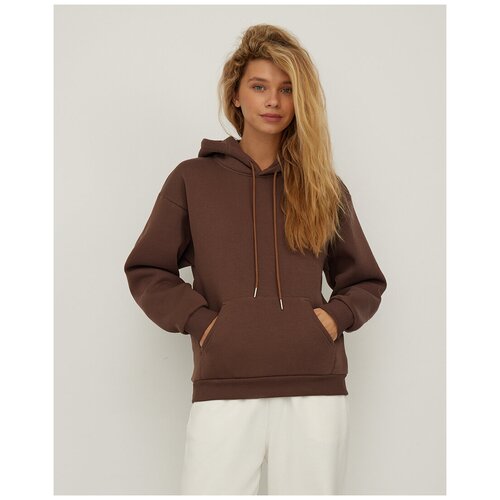 фото Cocos теплая толстовка с капюшоном relaxed fit из футера с начесом, коричневый, xs