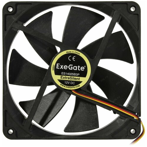 вентилятор exegate ex288926rus ex09225b3p 92x92x25 мм 2 ball двойной шарикоподшипник 3pin 2100rpm 27dba Вентилятор для корпуса Exegate ExtraSilent ES14025B3P