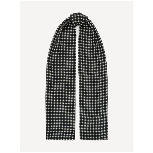 фото Шарф eleganzza, шерсть, с бахромой, 180х70 см, черный, белый