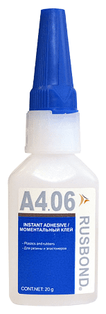 RusBond А4.06 20г (усл. хранения +3 +8°C) моментальный клей для эластомеров и резины (RusBond)