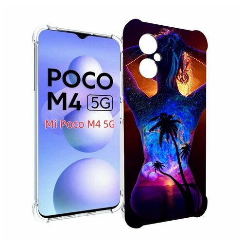 Чехол MyPads Девушка-и-пальмы женский для Xiaomi Poco M4 5G задняя-панель-накладка-бампер чехол mypads тигр и девушка друзья для xiaomi poco m4 5g задняя панель накладка бампер