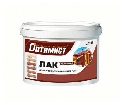 Лак акриловый L210 Оптимист бесцветный глянцевый 1 кг 41905