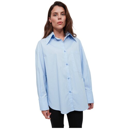 Рубашка женская / оверсайз / голубая / длинная / офис / размер XS / 40
