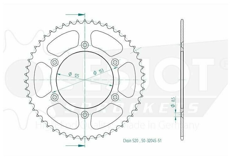 Звезда приводная 50-32045-51 / JTR210.51, JTR210