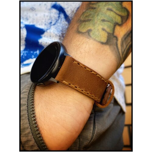 Ремешок из натуральной кожи для часов Samsung 20 мм /170-200мм / желто-коричневый