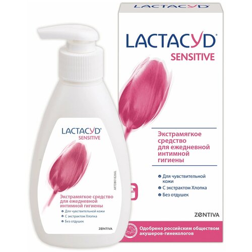 Lactacyd средство для интимной гигиены Sensitive, без отдушки, бутылка, 200 г, 200 мл