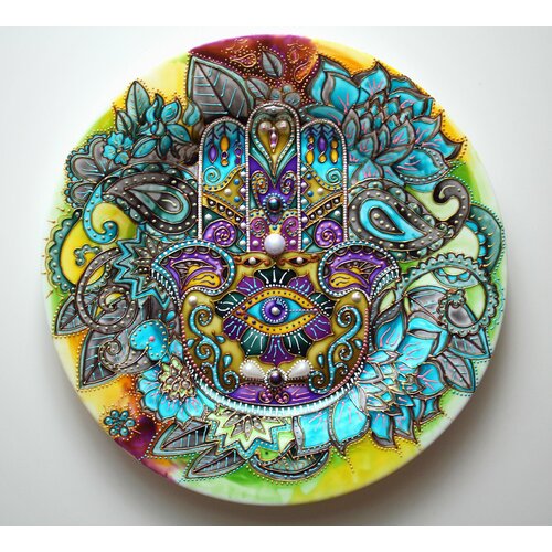 Тарелка на стену Хамса - древнейший оберег ручная роспись Настенный декор 8950₽