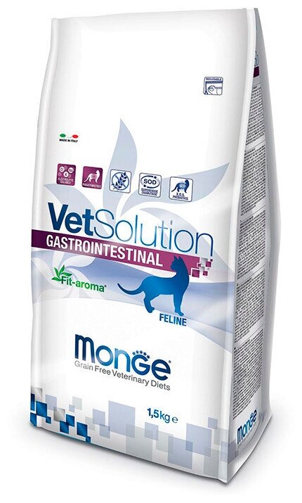 Сухой корм Monge VetSolution Cat Gastrointestinal, при проблемах с ЖКТ 1.5 кг